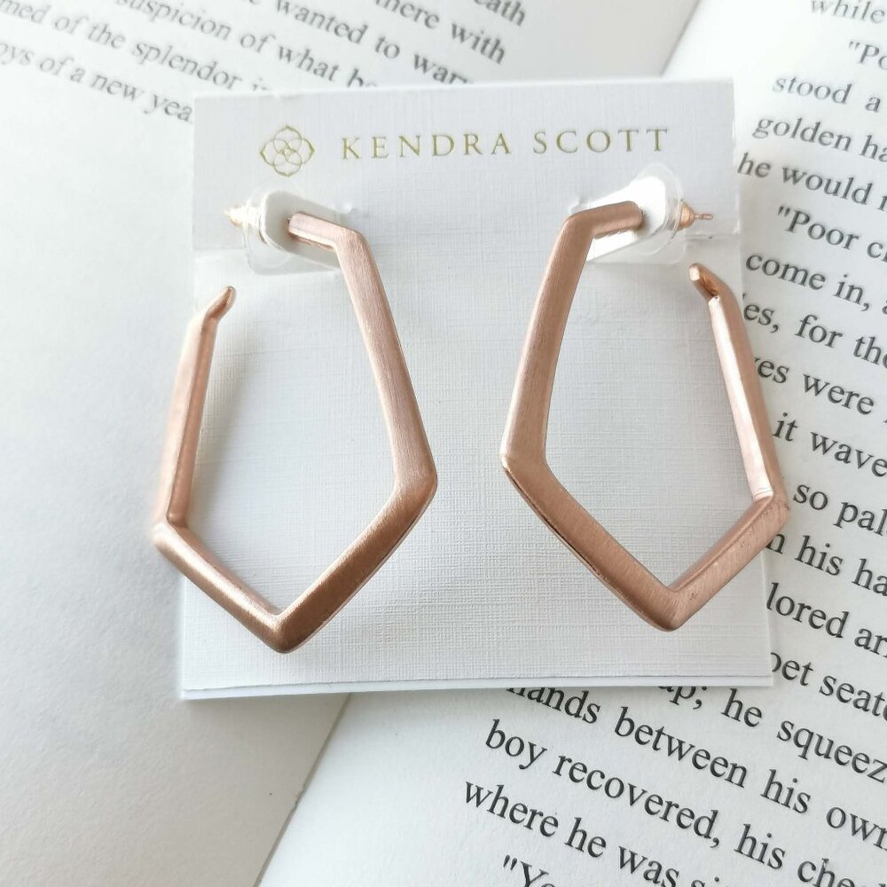 NEW Kendra Scott Lonnie Rose Gold Hoop Earrings Authentic